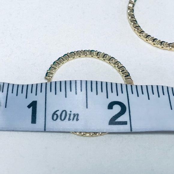 Lab Emerald Inside Out Hoop Earrings - Picture 10 of 11